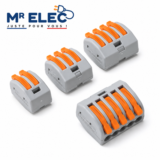 Borne de Connexion Rapide 4 Entrées — Kit 50 (Fil Souple)