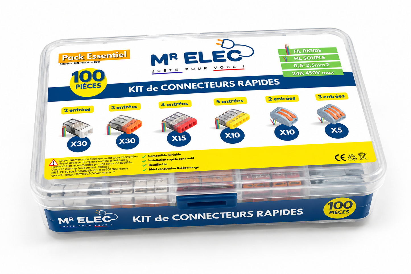 Kit Bornes de Connexion Rapides 100 Pièces — Pack Essentiel