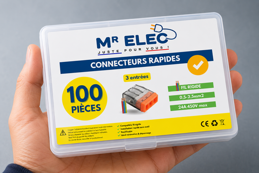 Borne de Connexion Rapide 3 Entrées — Kit 100 (Fil Rigide)