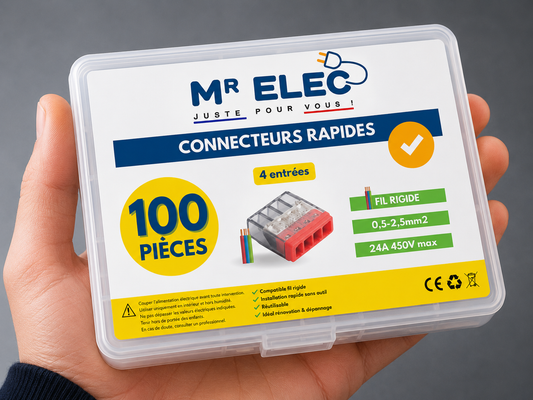Borne de Connexion Rapide 4 Entrées — Kit 100 (Fil Rigide)