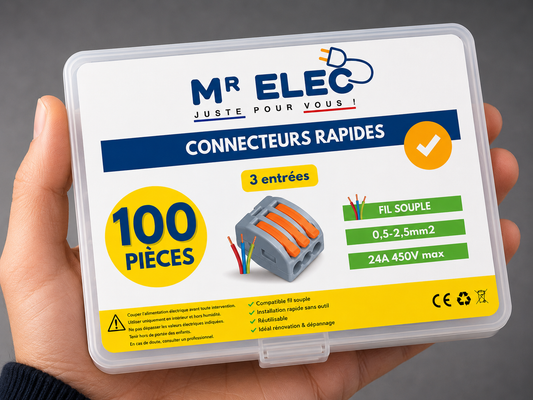 Borne de Connexion Rapide 3 Entrées — Kit 100 (Fil Souple)